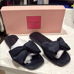 Kate Spade Black Bow Slide Sandals